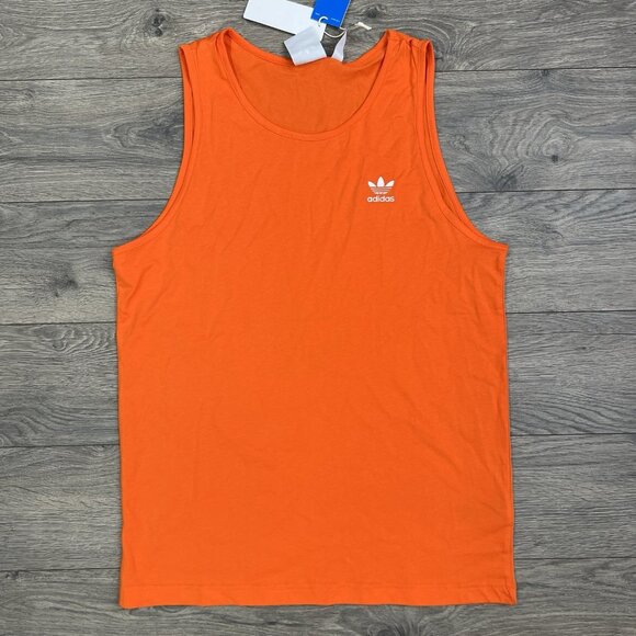 Adidas Tank Top Size Medium Mens Orange Originals Essentials Logo Trefoil - Picture 1 of 10